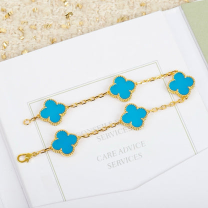 [Kismet Jewels ]CLOVER 5 MOTIFS TURQUOISE BRACELET