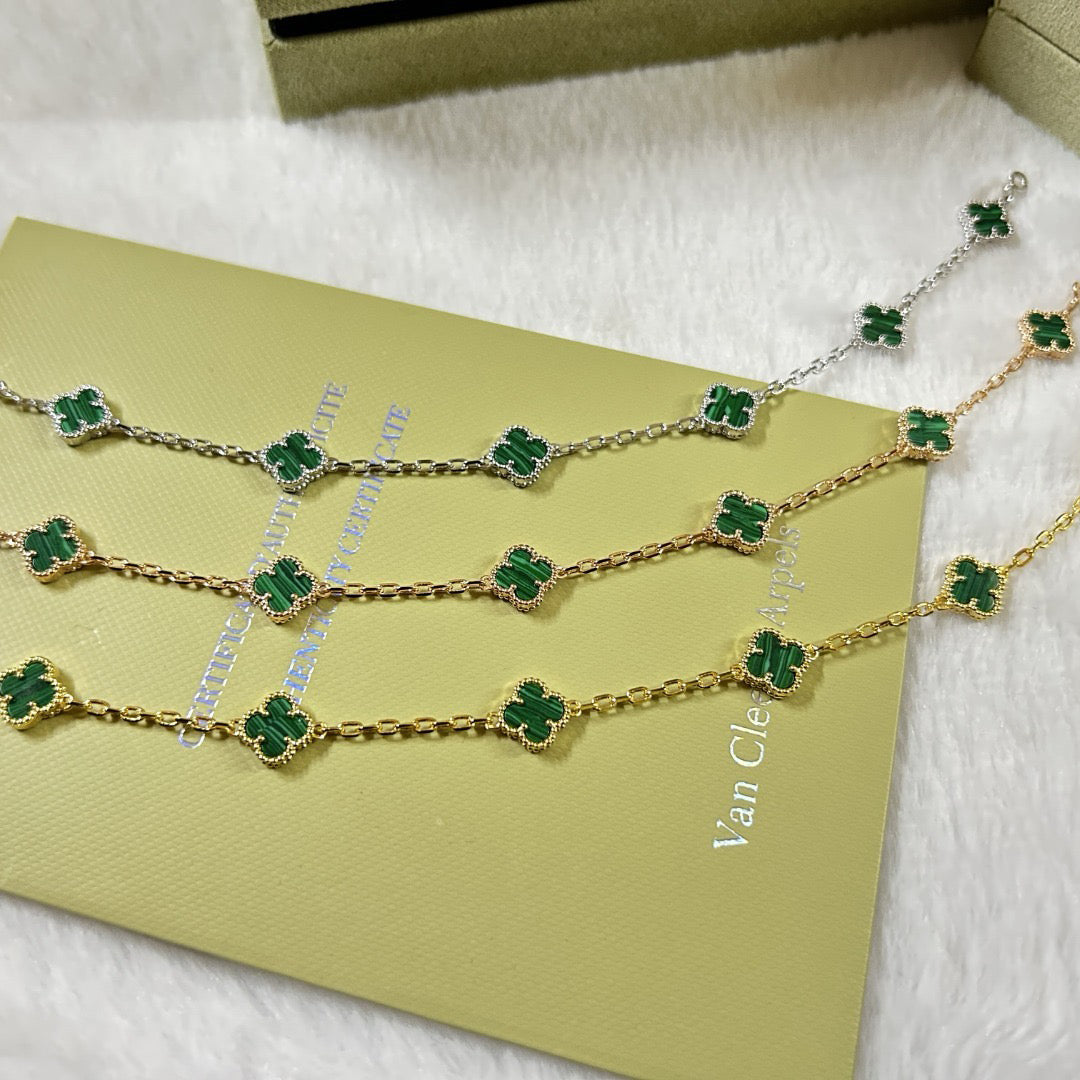 [Kismet Jewels ]CLOVER 6 MOTIF MALACHITE BRACELET