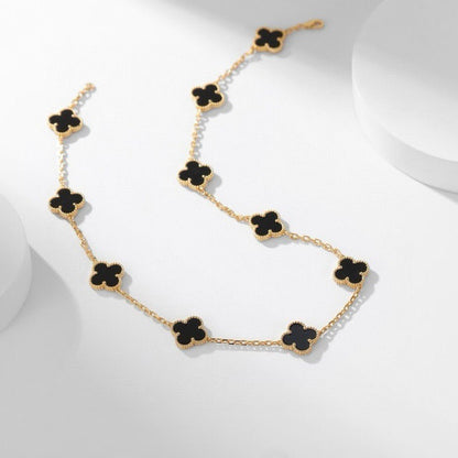 [Kismet Jewels ]CLOVER 10 MOTIFS ONYX NECKLACE