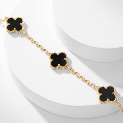 [Kismet Jewels ]CLOVER 10 MOTIFS ONYX NECKLACE