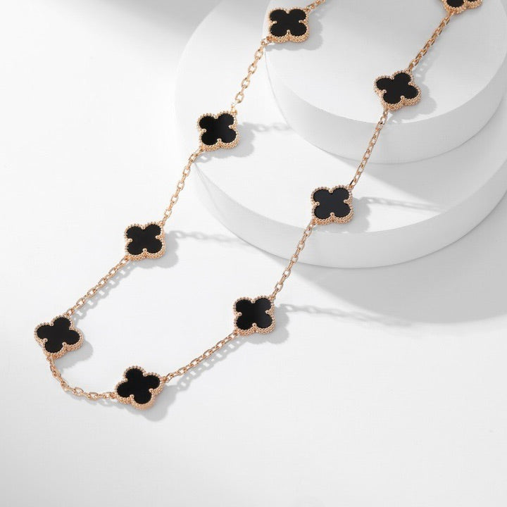 [Kismet Jewels ]CLOVER 10 MOTIFS ONYX NECKLACE