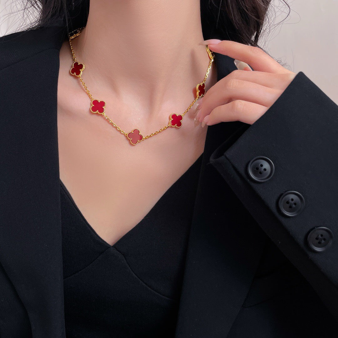 [Kismet Jewels ]CLOVER 10 MOTIFS CARNELIAN NECKLACE