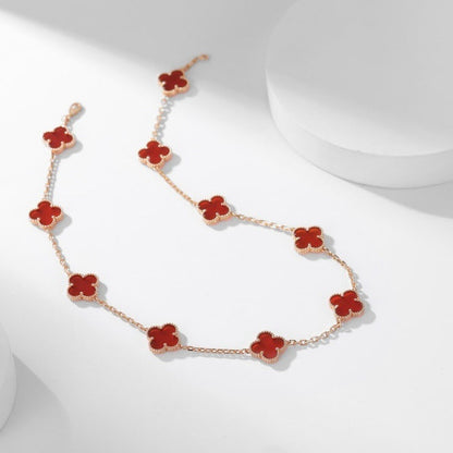 [Kismet Jewels ]CLOVER 10 MOTIFS CARNELIAN NECKLACE
