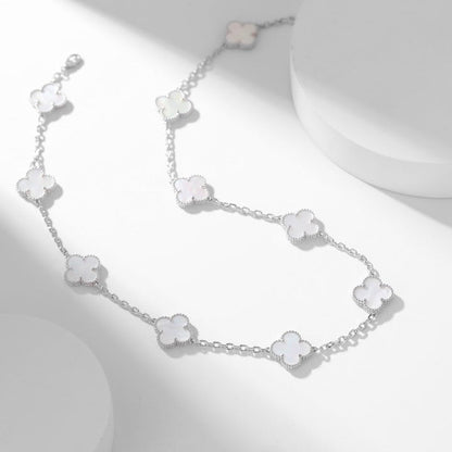 [Kismet Jewels ]CLOVER 10 MOTIFS WHITE MOTHER OF PEARL NECKLACE