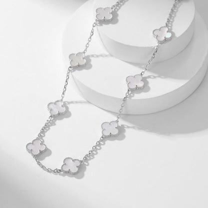 [Kismet Jewels ]CLOVER 10 MOTIFS WHITE MOTHER OF PEARL NECKLACE