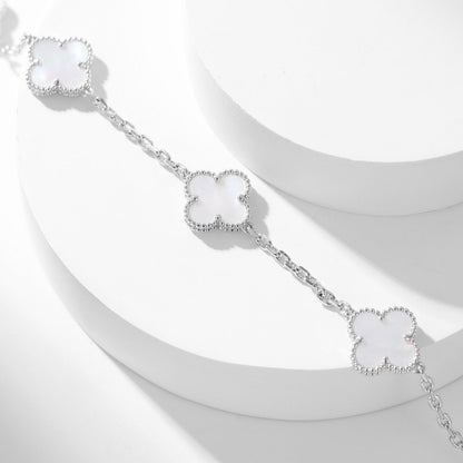 [Kismet Jewels ]CLOVER 10 MOTIFS WHITE MOTHER OF PEARL NECKLACE