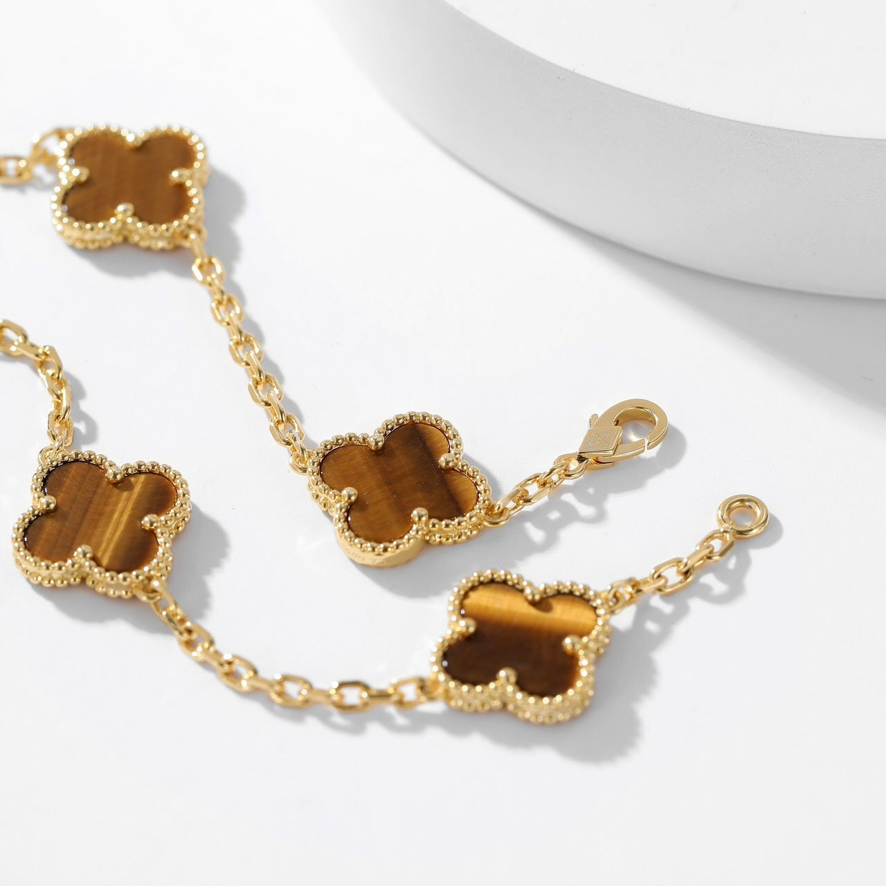 [Kismet Jewels ]CLOVER 10 MOTIFS TIGER EYE NECKLACE