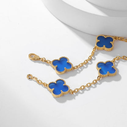 [Kismet Jewels ]CLOVER 10 MOTIFS BLUE AGATE NECKLACE
