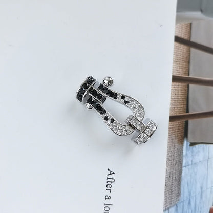 [Kismet Jewels ]FORCE LARGE HORSESHOE BLACK WHITE DIAMOND BRACELET SILVER