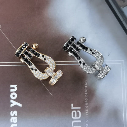 [Kismet Jewels ]FORCE LARGE HORSESHOE BLACK WHITE DIAMOND BRACELET SILVER