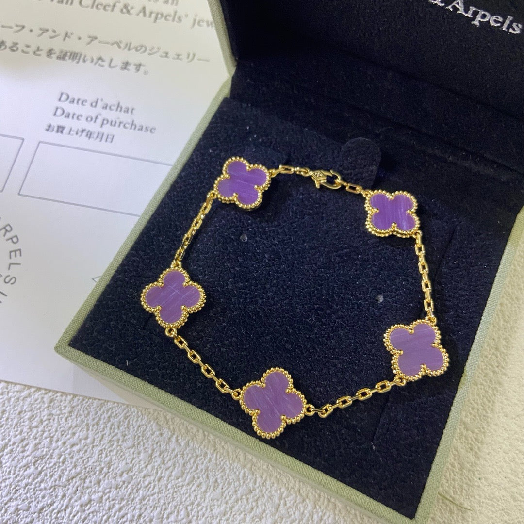[Kismet Jewels ]CLOVER  5 MOTIFS  PURPLE VIOLET BRACELET