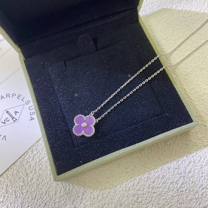 [Kismet Jewels ]CLOVER 15MM DIAMOND  PURPLE VIOLET NECKLACE