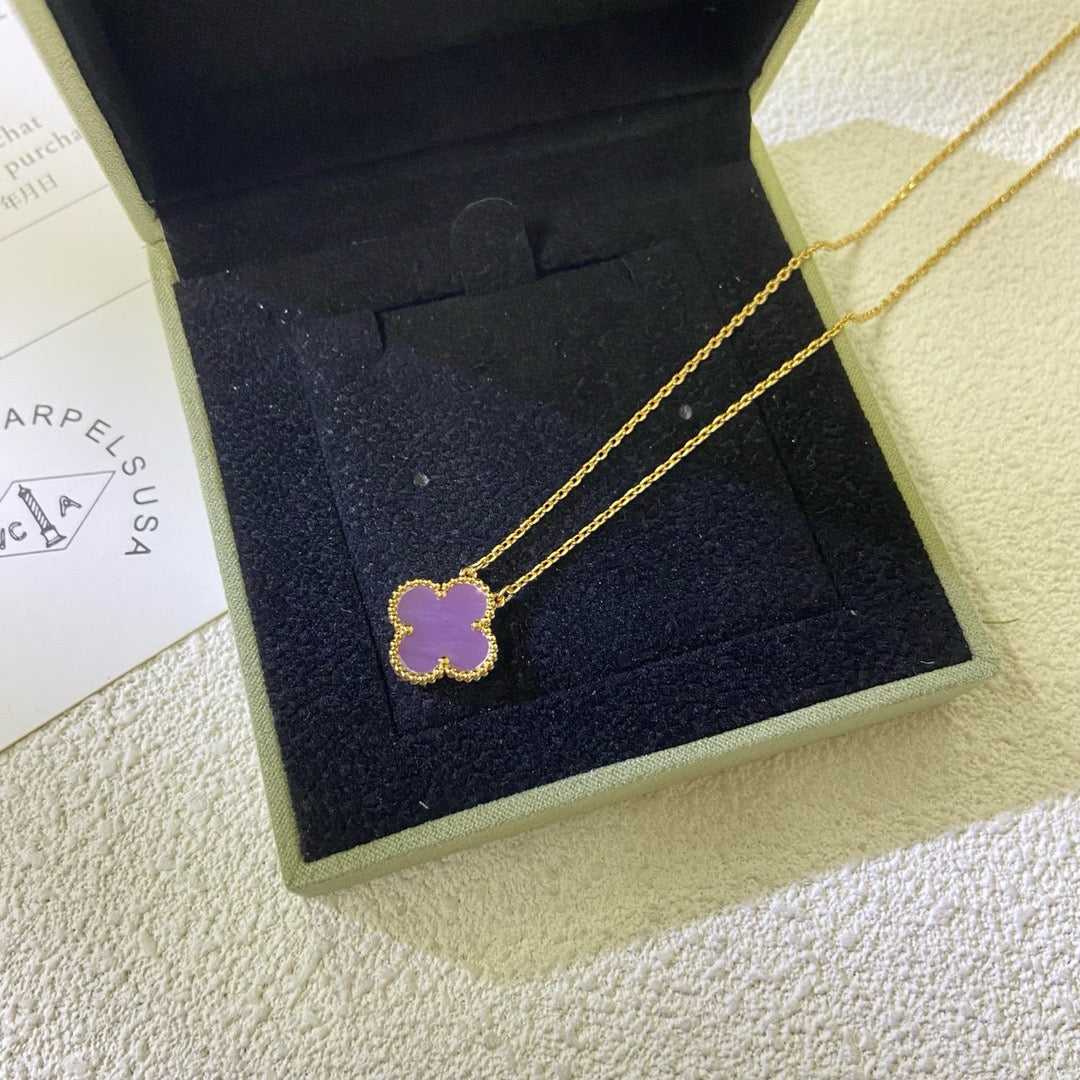 [Kismet Jewels ]CLOVER 15MM  PURPLE VIOLET NECKLACE