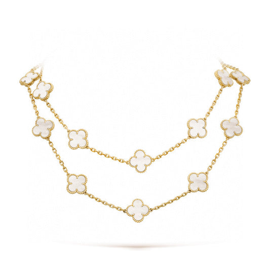 [Kismet Jewels ]CLOVER 20 MOTIFS WHITE MOP NECKLACE
