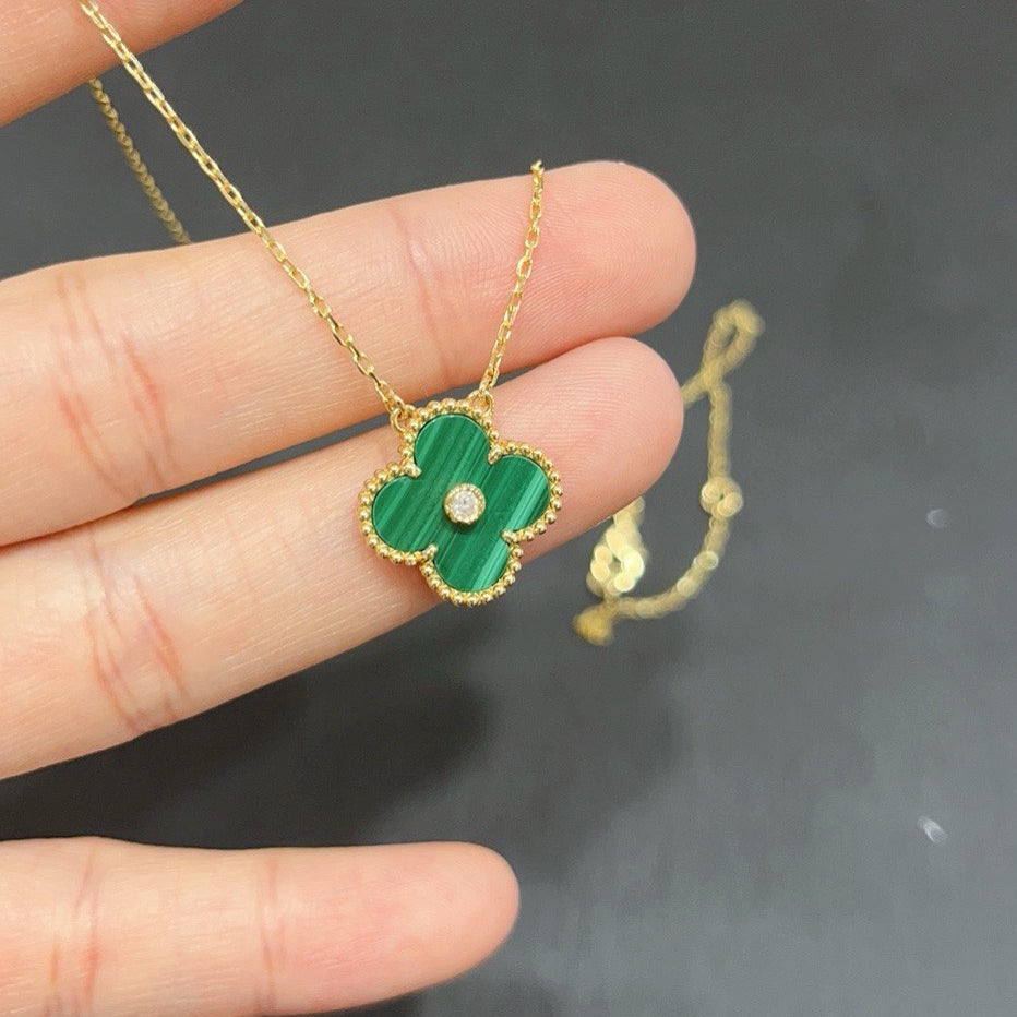 [Kismet Jewels ]CLOVER 15MM DIAMOND TURQUOISE NECKLACE