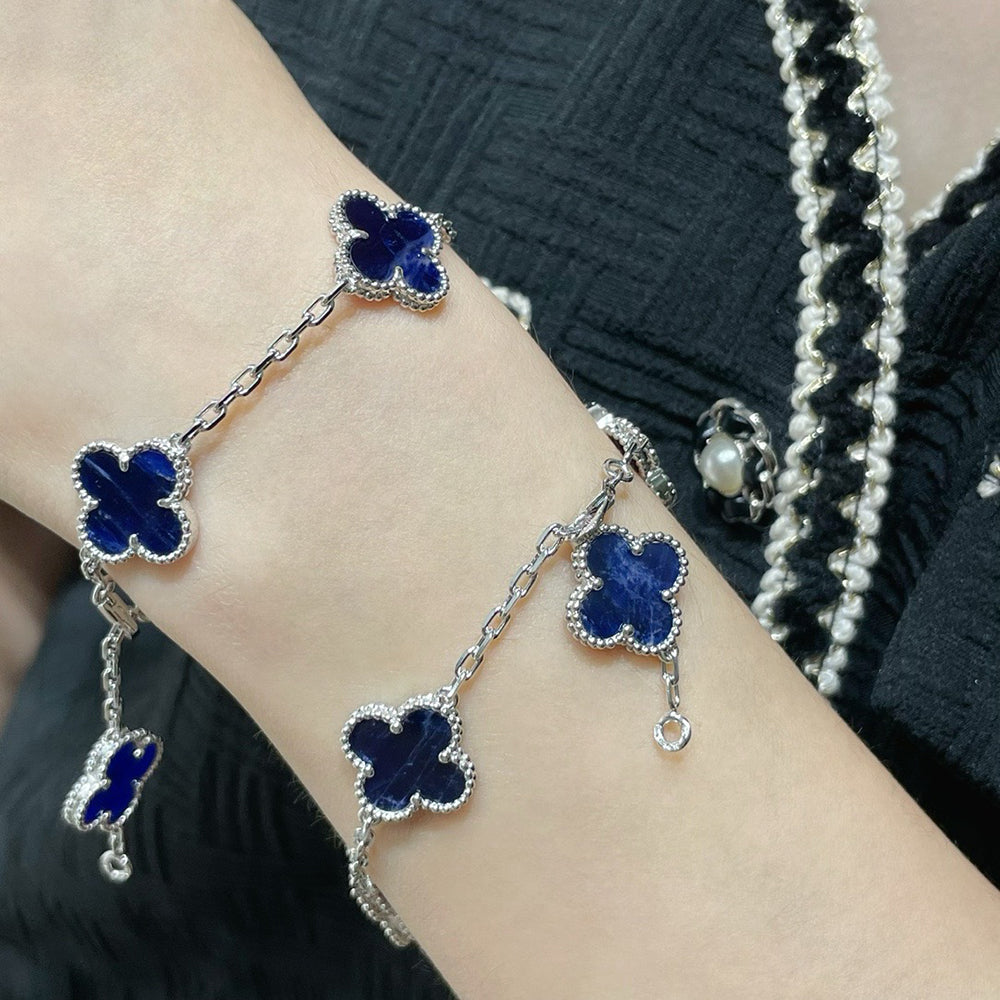 [Kismet Jewels ]CLOVER 5 MOTIF PIETERSITE SILVER BRACELET