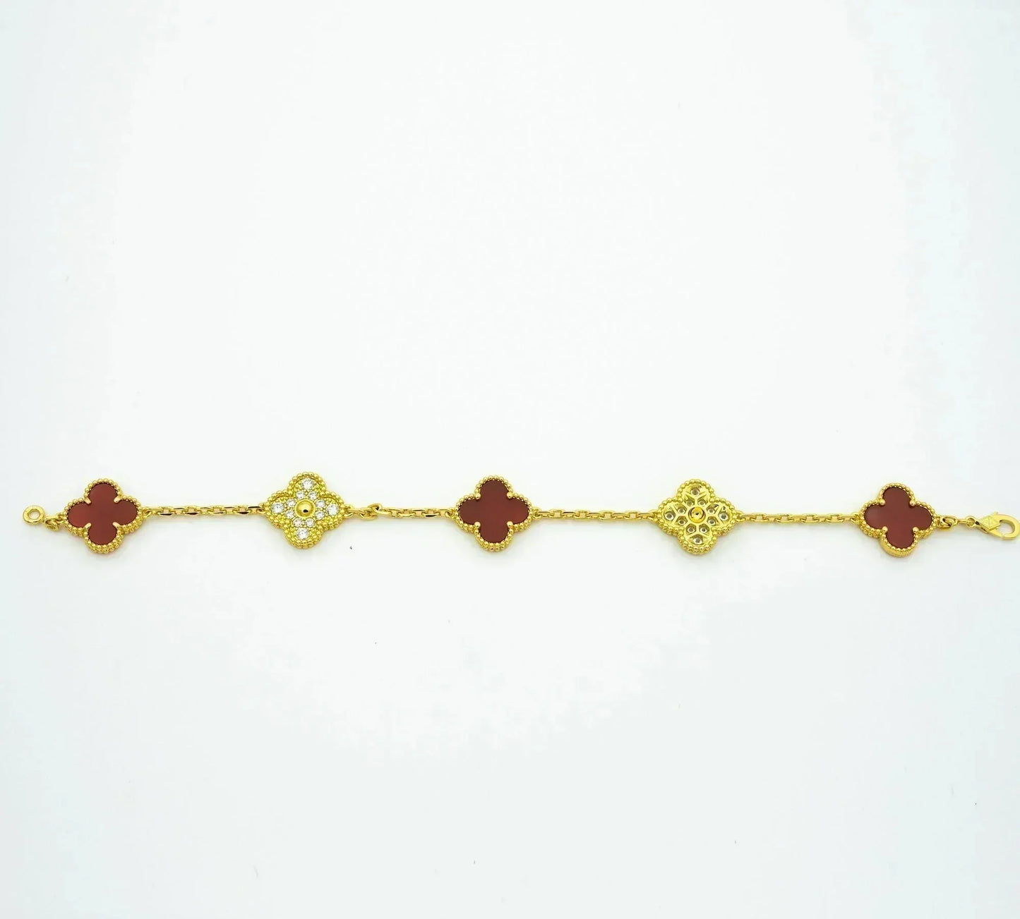 [Kismet Jewels ]CLOVER 5 MOTIFS CARNELIAN DIAMOND BRACELET