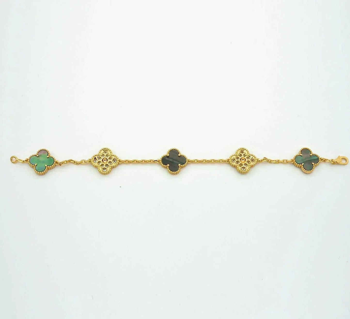 [Kismet Jewels ]CLOVER 5 MOTIF GRAY MOP DIAMOND BRACELET