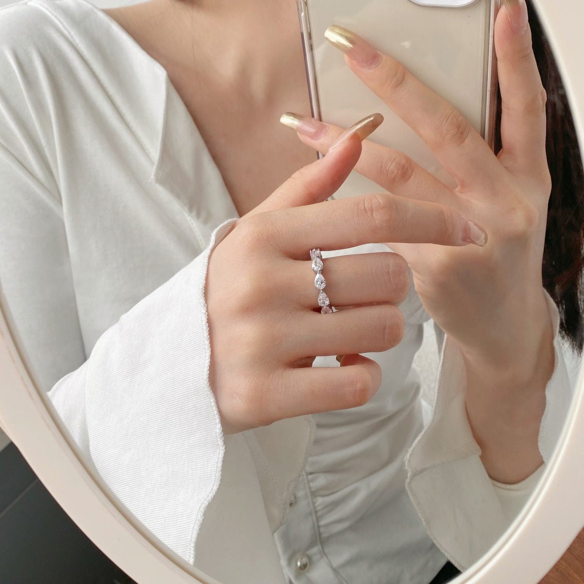 [Kismet Jewels ]Exquisite Pear Cut Tennis Ring