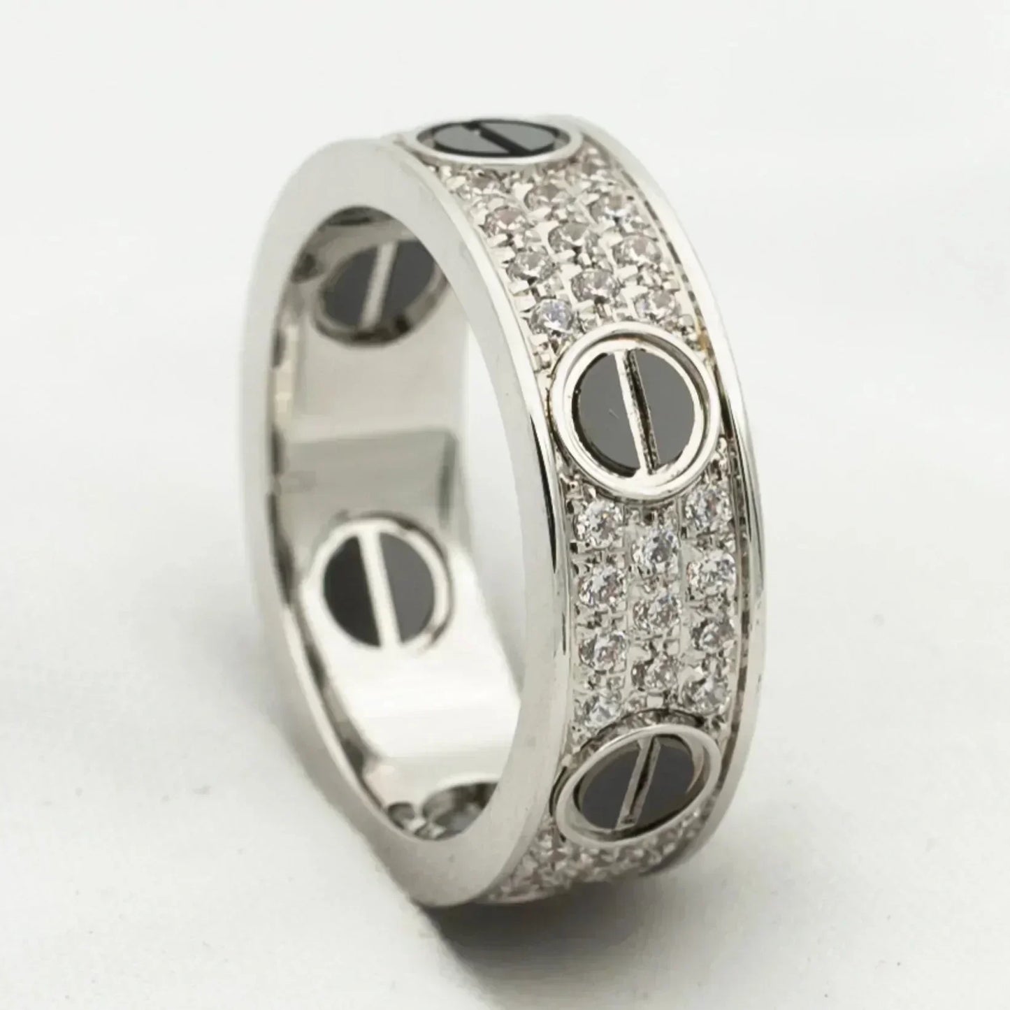 [Kismet Jewels ]LOVE RING 5.5MM DIAMONDS PAVED CERAMIC