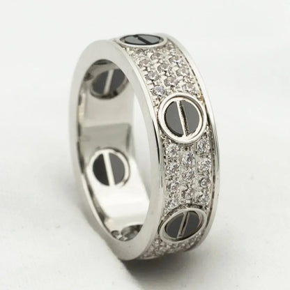 [Kismet Jewels ]LOVE RING 5.5MM DIAMONDS PAVED CERAMIC