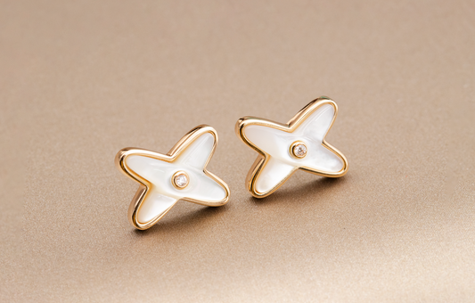 [Kismet Jewels ]JEUX DE WHITE MOP PINK GOLD DIAMOND EARRINGS