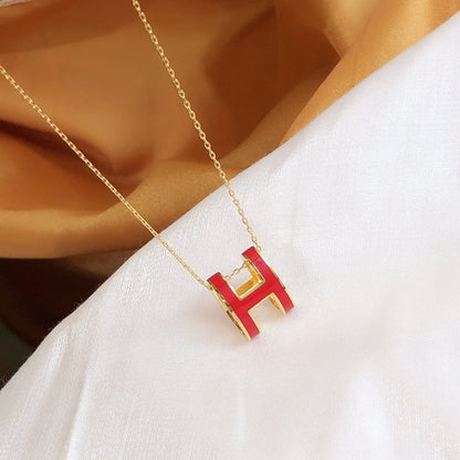 [Kismet Jewels ]HM CLIC RED ENAMEL GOLD NECKLACE