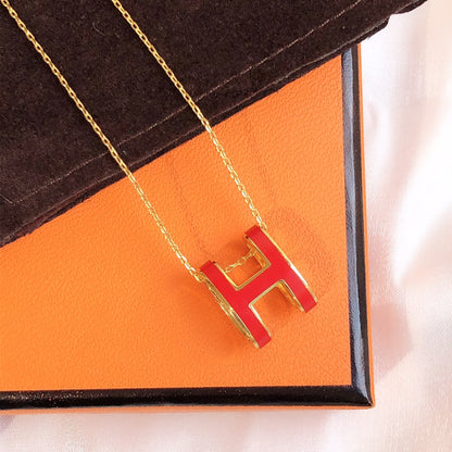 [Kismet Jewels ]HM CLIC RED ENAMEL GOLD NECKLACE