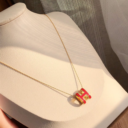 [Kismet Jewels ]HM CLIC RED ENAMEL GOLD NECKLACE