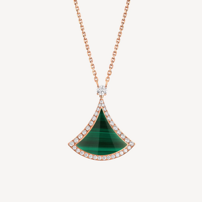 [Kismet Jewels ]DREAM MALACHITE DIAMOND PAVED PINK GOLD NECKLACE