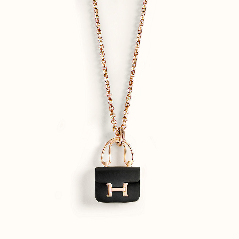 [Kismet Jewels ]CONSTANCE BLACK PEDANT PINK GOLD NECKLACE
