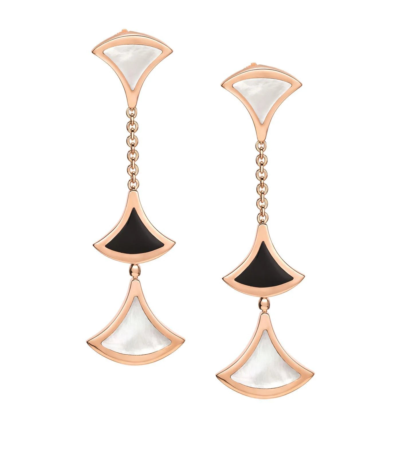 [Kismet Jewels ]DREAM EARRINGS 3 MOTIFS ONYX MOP PINK GOLD