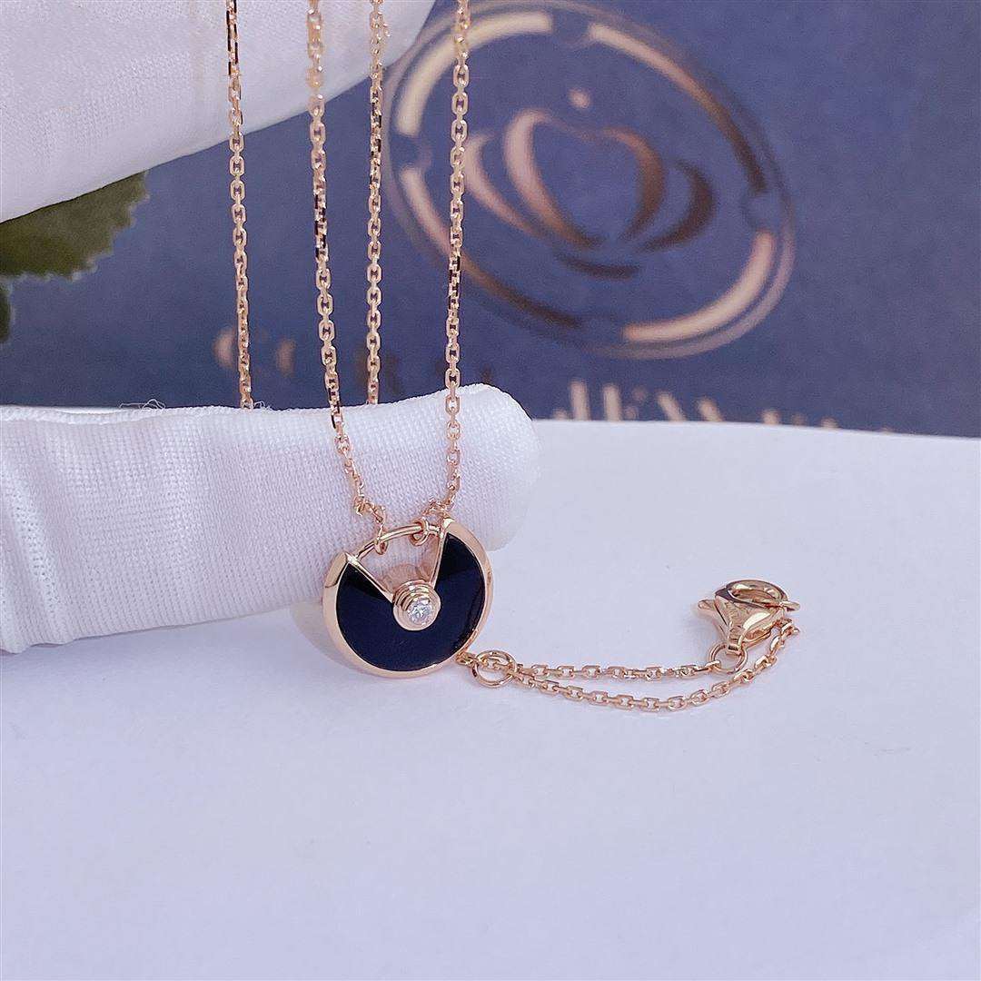 [Kismet Jewels ]AMULETTE ROSE GOLD ONYX NECKLACE