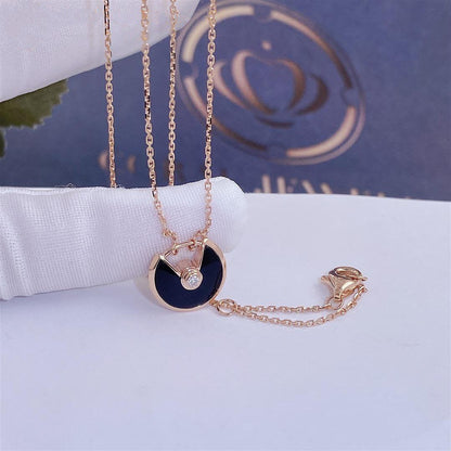 [Kismet Jewels ]AMULETTE ROSE GOLD ONYX NECKLACE