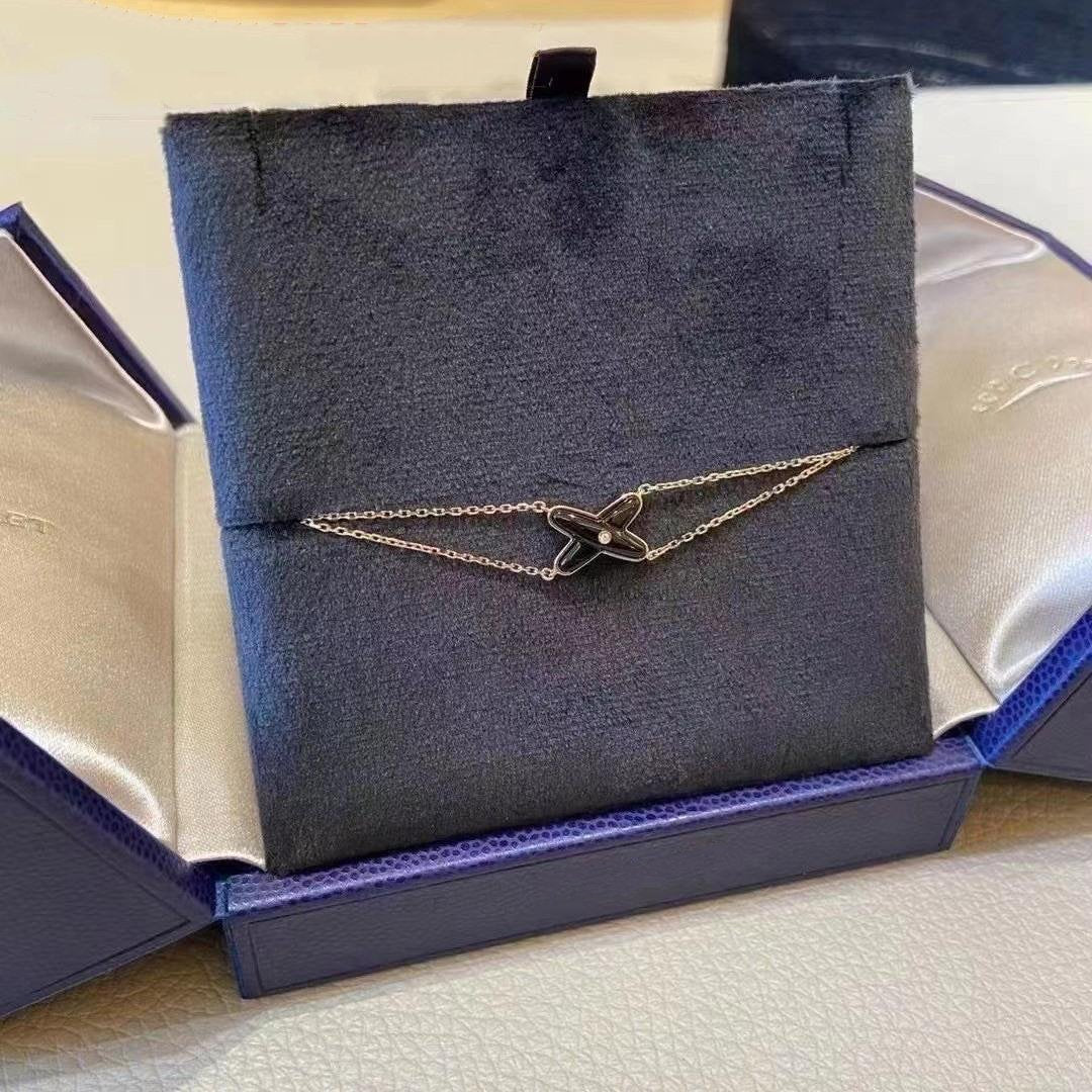 [Kismet Jewels ]JEUX BRACELET ONYX PINK GOLD 1 DIAMOND