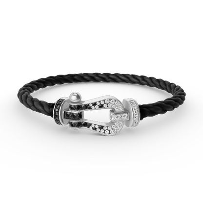 [Kismet Jewels ]FORCE LARGE HORSESHOE BLACK WHITE DIAMOND BRACELET SILVER