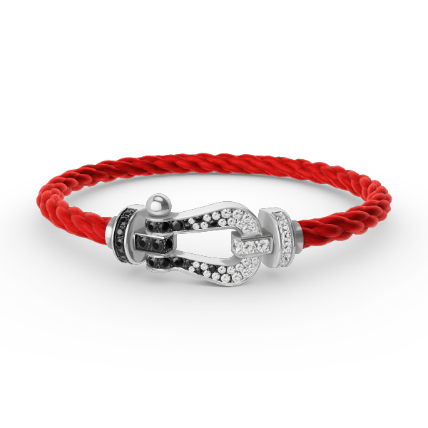 [Kismet Jewels ]FORCE LARGE HORSESHOE BLACK WHITE DIAMOND BRACELET SILVER