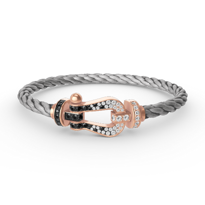 [Kismet Jewels ]FORCE LARGE HORSESHOE BLACK WHITE DIAMOND BRACELET ROSE GOLD