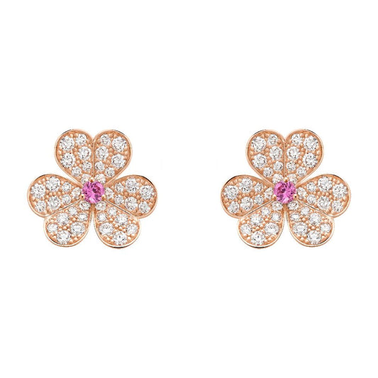 [Kismet Jewels ]FRIVOLE PINK GOLD FLOWER DIAMOND EARRINGS