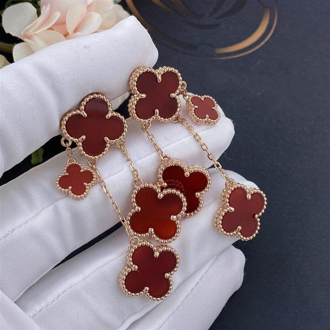 [Kismet Jewels ]CLOVER EARRINGS CARNELIAN 4 MOTIFS PINK GOLD