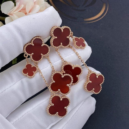 [Kismet Jewels ]CLOVER EARRINGS CARNELIAN 4 MOTIFS PINK GOLD