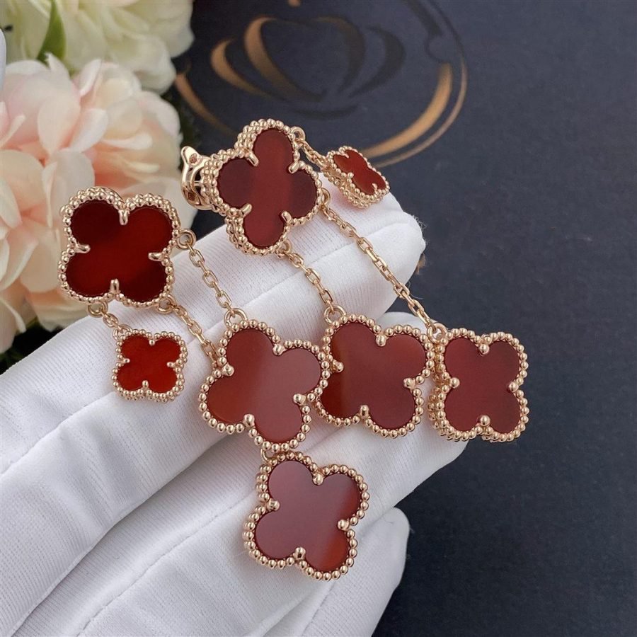 [Kismet Jewels ]CLOVER EARRINGS CARNELIAN 4 MOTIFS PINK GOLD