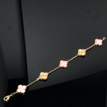 [Kismet Jewels ]CLOVER BRACELET 5 MOTIF PINK AND PINK GOLD