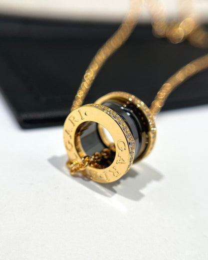 [Kismet Jewels ]ZERO 1 BLACK CERAMIC DIAMOND PINK GOLD NECKLACE